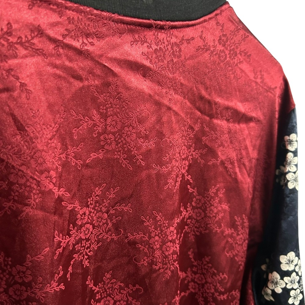 Disney Mulan Satin Bomber Jacket XXL‎ Embroidered Dragon Floral Y2K Statement - Picture 3 of 8